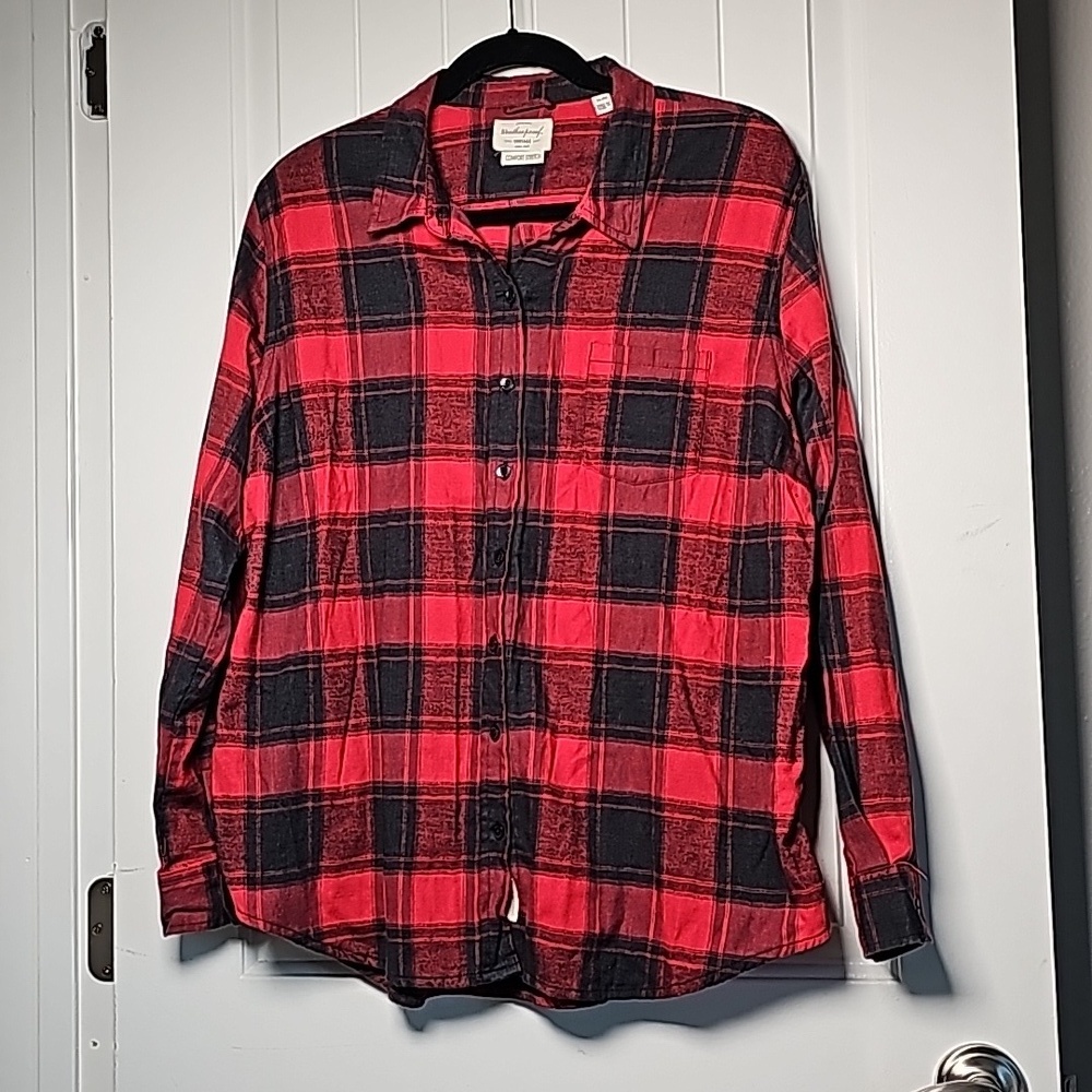 Weatherproof XL red/black flannel button down, long sleeve